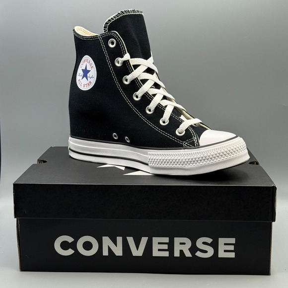 Converse Women's 10.5 Sneakers Black Hidden Wedge Hi Top A11909C - Picture 1 of 10